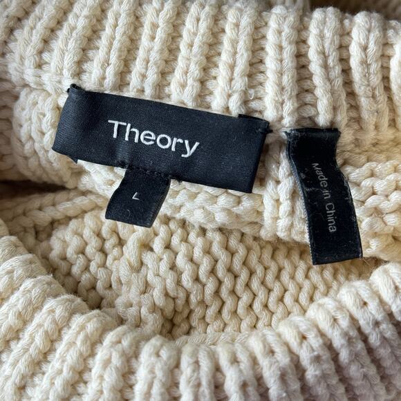 Theory Sweater Twisting Cable Chainette Wool Womens L Academic Chunky Schoolgirl - Picture 6 of 9